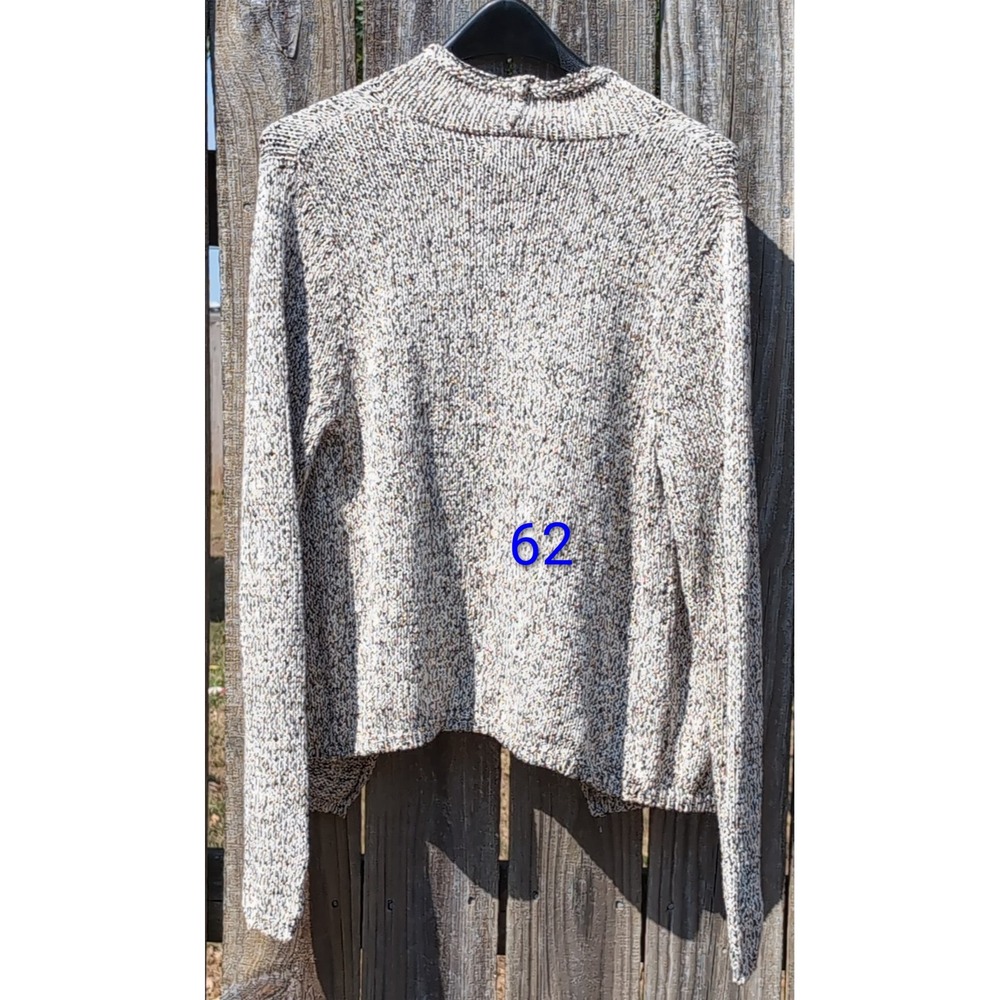 Cato Coffee Date Marled Knit Asymmetrical Crossover Sweater Tan Cream Large - Picture 8 of 8